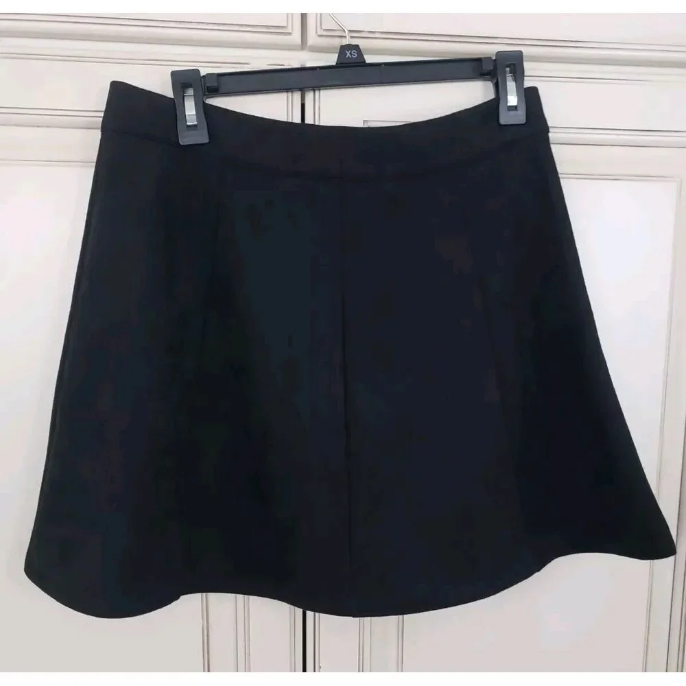 Fuinloth Faux‎ Suede Mini Skirt Black L Go Go Groovy Preppy